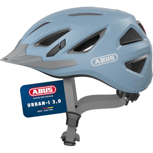 ABUS Stadthelm Urban-I 3.0 - Fahrradhelm mit Rücklicht, Schirm und Magnetverschluss - für Damen und Herren - Hellblau, Größe L ABUS Stadthelm Urban-I 3.0 - Fahrradhelm mit Rücklicht, Schirm und Magnetverschluss - für Damen und Herren - Hellblau, Größe L