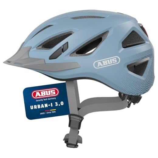 Integriertes Fahrradhelm Licht Vorne und Hinten, Helmlicht Vorne und Hinten bis zu 200LM, Unabhängiger Schalter für Vorder- und Rücklicht, 5 Blinklichtmodi, Wasserdichtes Helmlicht mit USB-Aufladung 3 ABUS Stadthelm Urban-I 3.0 - Fahrradhelm mit Rücklicht, Schirm und Magnetverschluss - für Damen und Herren - Hellblau, Größe L