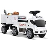 🚜【Breites und ergonomisches Sitzdesign】 Dieses Spielzeugauto verfügt über einen breiten und ergonomischen Sitz, um den Sitzkomfort für Kinder zu gewährleisten. Mit hochwertigem PP-Material und einer Tragfähigkeit von 20 kg kann der Sitz Ihre Kleinen gut unterstützen. Es ist auch erwähnenswert, dass unser Truck eine Rückenlehne hat, um zu vermeiden, dass sich Kinder zu weit zurücklehnen.