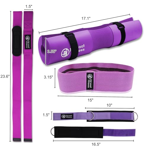 J Bryant Fitness Barbell Pad Kit with Ankle Straps for Cable Machine Resistance Hip Band for Booty Workout, Weight Lifting Straps,Thick Squat Pad with Bag for Hip-Thrusts,Squats,Bench Press Workouts - Thumbnail 2