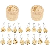 KJHBV Juego de 2 Marcadores de Punto Circulares de Madera Tallada Caja de Almacenamiento Redonda, Accesorios para Tejer y Crochet, Marcadores de Ganchillo Madera Natural