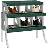 PawHut Chicken Nesting Boxes 6 Compartment for Hens Ducks, Silver
