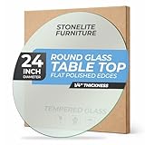 STONELITE FURNITURE Mesa de Cristal Redonda Pequeña de 24 Pulgadas, 10 Libras