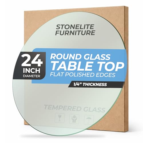 24" inch Round Tempered Glass Table Top - 1/4 inch