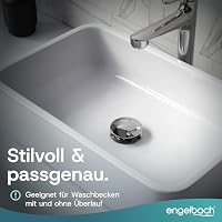 Engelbach® Universal Waschbecken Ablaufgarnitur (Extra Platzsparend) - Pop up Ablaufventil mit Überlauf (Auch für Waschtische) Herausziehbarer Stöpsel - inklusive Einbauanleitung – Ansicht 4