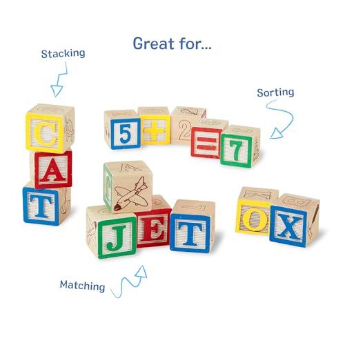 Melissa & Doug Deluxe Wooden ABC/123, 50-Piece Set of Classic Letter & Number Wooden Blocks (1” x 1”) with Storage Pouch, Sorting_& Stacking Toys for Kids Ages 2+ (Pack of 12) - Image 9