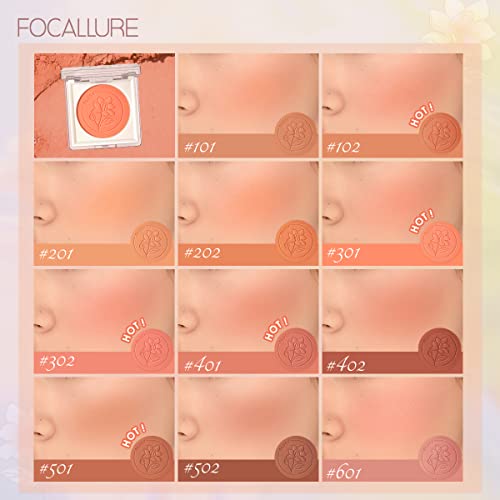 Focallure Powder Palette Blush, Matte Mineral Blush Powder, Bright Shimmer Face Blush Makeup, Contour And Highlight Blush Palette, Highly Pigmented, Long Lasting, Waterproof, Blendable, 202 #TOP1