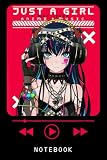 Just A Girl Who Loves Anime And Music Kawai Pastel Gothic Notebook: Cute Anime Girl Journal Or Notepad Diary, 6 x 9 120 Pages College Ruled Notebook, Anime Lover Gift Idea