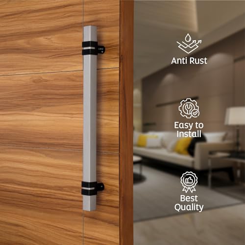 Image of LAPO 36 inch Square Stainless Steel Door Handle for Main Door /Glass Door Pull Push Handle /Main Door Handle for All Door-Pack of 1 | Black Finish | 3 Years Warranty