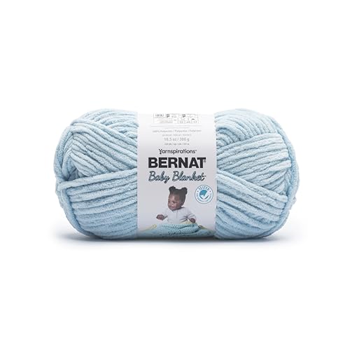 Image of Bernat Baby Blanket Bubbly Blue Yarn - 1 Pack of 300g /10.5 oz - 100% Polyester - #6 Super Bulky - 220 Yards - Knitting /Crochet
