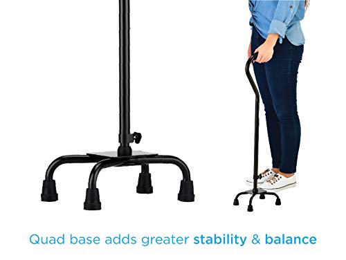 NOVA Heavy Duty Quad Cane with Large Base, 500 lb Weight Capacity Bariatric Walking Cane with Offset Handle, Adjustable Height Aluminum 4-Prong Cane, Right or Left Hand Use, Silver by nova - Image 5