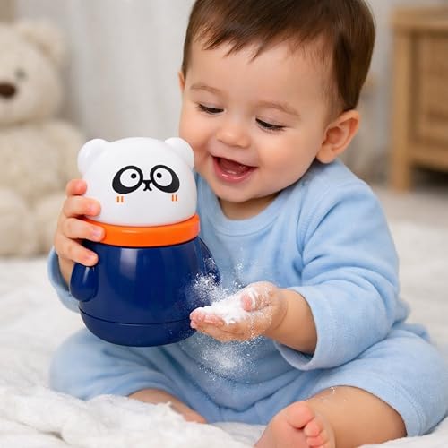 Image of 1 Baby Skin Care Powder Talcum Puff Case Cum Container Box With 1 Soft Silicone Fruit Shape Molar Teething Toy for Toddlers Kids and Infants BPA Free (DESIGN 202)