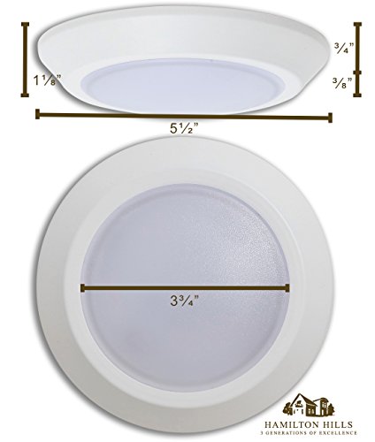Hamilton Hills Thin Round 5.5 Inch White Disc Led Ceiling Light Fixture | 4000K Cool White Thinnest Dimmable Flush Mount Ceiling Light | Overhead Direct Wire Lights For Kitchen & Bedroom #TOP3
