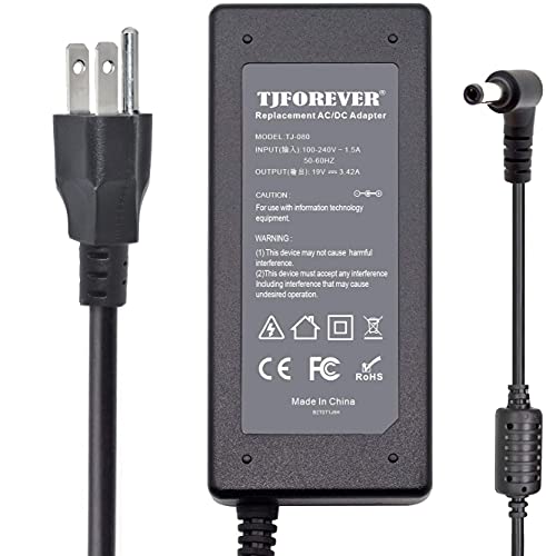 TJFOREVER 19V 3.42 65W AC Adapter Laptop Charger for Asus X550C X551M X551C X551CA X555L K53E F555L K55A S400C S500C Q301L Q400 Q500A K52F K55A Power Adapter(5.5x2.5mm)