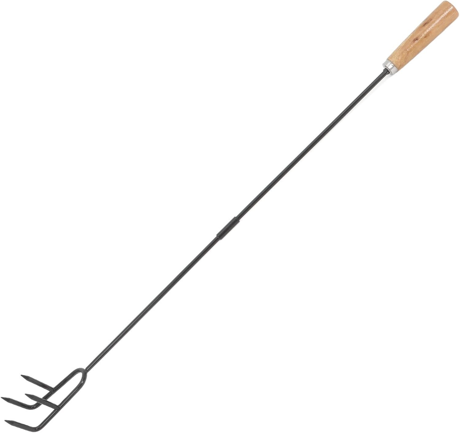 Heavy Duty Fire Poker for Fire Pit, Two Section Iron Hook