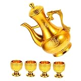 Vasos y Jarra de Ofrenda Budista Dorados con Diseño de Resistentes y Decorativos para Rituales Ceremoniales y Adoración