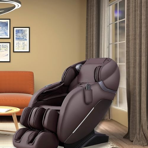 iRest SL Track Massage Chair Recliner, Full Body Massage Chair, Zero Gravity, Bluetooth Speaker, Airbags, Heating, Extendable Footrest and Foot Massage (Brown) - Image 3