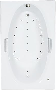 60 in. x 42 in. Acrylic Rectangular Drop-In Air Massage Bathtub with Reversible Drain in Bone