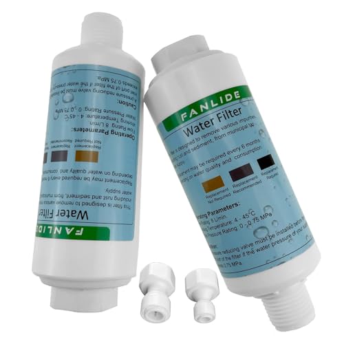 Image of FANLIDE Bidet water filter for electronic bidet seats, Toilet water filter system, compatible with 1 /2 inch 1 /4 inch 3 /8 inch Bidet hose (2 Filters + 2 Adapter)