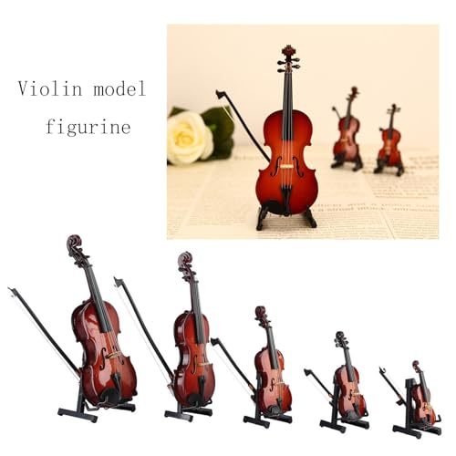 Violín coleccionable de madera Vdaxvme, modelo de instrumento mini para decoración del hogar 2