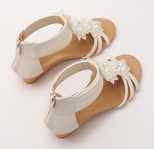 Wedge Sandals for Women Summer Open Toe Fashion Dress Shoes Flower Rhinestone Casual Ankle Strap Platform for Walking Beach Vacation Comfortable Dressy Sandals4