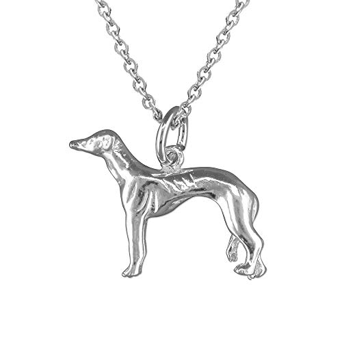 Image of Luck Trader Stunning Solid 925 Sterling Silver Greyhound Whippet Pendant Necklace