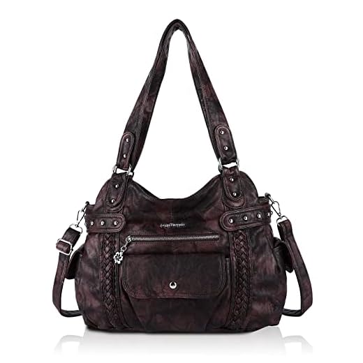 Angel Barcelo Handbags for Women Soft PU Leather Large Hobo Bags for Ladies Top Handle Satchel Shoulder Bag Coffee