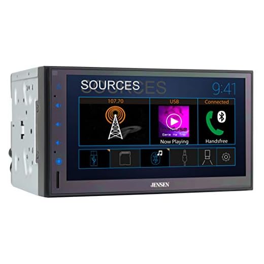 Jensen CMR682 6.8 inch Double DIN Bluetooth Car Stereo Digital Media Receiver with AM/FM/MP3/USB/Front & Rear Camera Support & Push to Talk Button