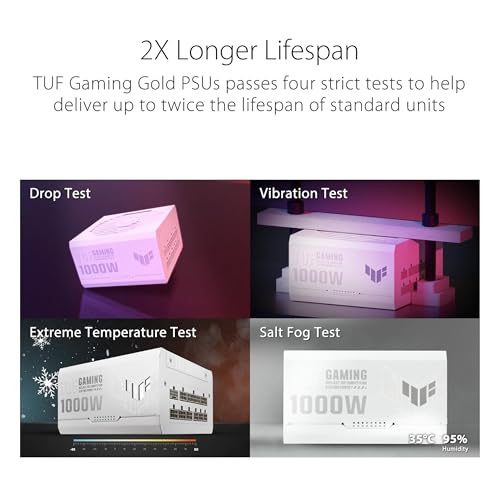 Image of ASUS TUF Gaming 1000W Gold White Edition (1000 Watt, Fully Modular Power Supply, 80+ Gold Certified, Military-Grade Components, Dual Ball Bearing, Axial-tech Fan, PCB Coating, 10 Year Warranty)