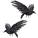 2-Pack Realistic Crows Lifesize Extra Large Handmade Black Feathered Crow for Halloween Decorations Birds, XL (15 inch+15 inch)