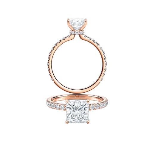 Diamond Wish IGI Certified 1 1/5 Carat Princess Cut Lab Grown Diamond Ribbon Halo Engagement Ring for Women in 14k White Gold (G-H, VS1-VS2, cttw) Promise Anniversary Ring Size 7