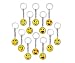 Big Mo's Toys  Emoji Smile Face Double Sided Translucent Party Favor Keychains, Fun Gift Party Giveaway / Handout Emoticon Keychain, 12 Piece