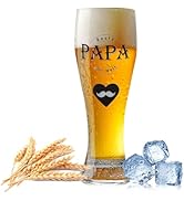 DASIAUTOEM Weizenbierglas 560ml Bester Papa der Welt, Weizenglas mit Gravur Geschenk Für Männer B...