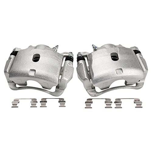 Image of TRQ Front Driver and Passenger Side Brake Caliper Set Caliper Brackets Hardware Compatible with 12-16 Honda CR-V Front Wheel Drive