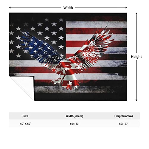 American Flag Eagle Flannel Blankets, Warm Decor Fleece Throw Blanket Soft Couch For Sofa Bed 50"X60" (Eagle) #TOP6