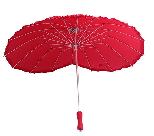 Kxcfcys Forever Love Parasol Lace Heart-Shaped Red Umbrella Girls Umbrella For Valentine, Wedding, Engagement And Photo Props (Red) #TOP4
