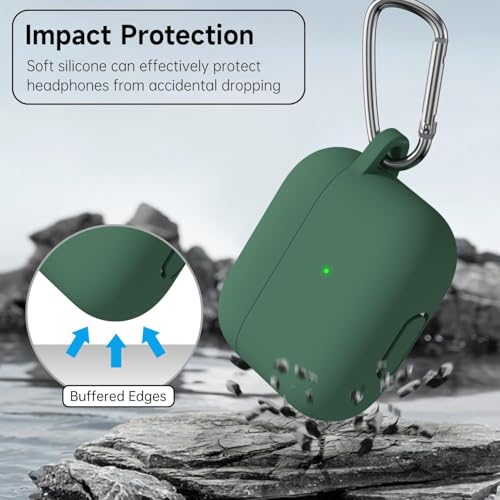 Image of Meyaar for Apple AirPods Pro 3 Case Cover with Keychain, Soft Skin Silicone Case Cover, Full Protective Case Cover Compatible with AirPods Pro (3rd Generation) Case 2025 (Green)