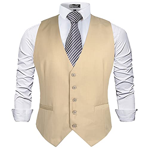 Image of Alizeal Mens Classic Solid Suit Vest Regular Fit Tuxedo Waistcoat