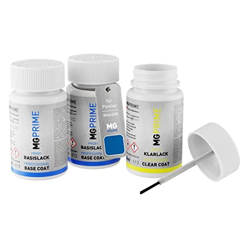 MG PRIME Autolack Lackstift Set für Pontiac WA640R Hydro Blue Metallic Grundlack Basislack Klarlack je 50ml