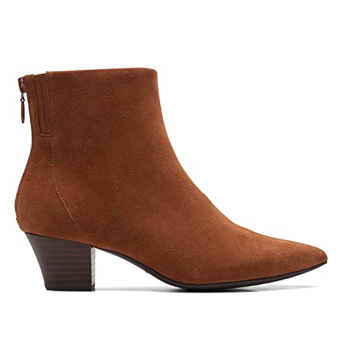 Clarks Women's Teresa Boot Fashion Boot, Dark Tan Suede, 7.5 Medium US