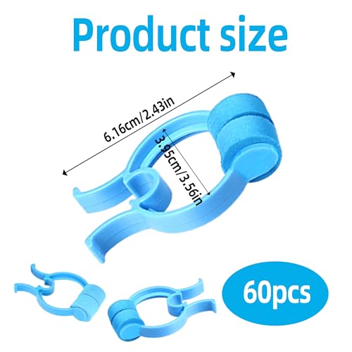 60 Pcs Plastic Foam Nose Stop Clips Nose Nasal Stopper Clips for Accidental or Emergency Condition for Kids Adult Emergency Accident (Blue)