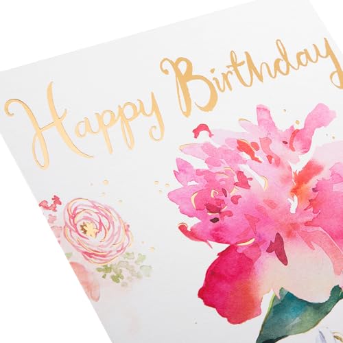 Hallmark Birthday Card - Classic Watercolour Floral Design, Birthday Card Flower - Image 4