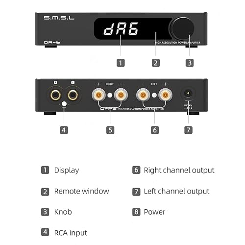 S.m.s.l Da-6 Power Amplifier Mini High Resolution Da6 Amp 70W*2 With Remote Control(Silver) #TOP2