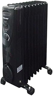 Ultramax Portable 9 Fin 2kw Electric OIL FILLED RADIATOR Heater With Auto Safety Cut-Out - BLACK