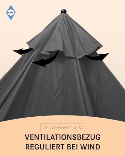Knickbarer Sonnenschirm FARE XL mit 235 cm Durchmesser und UV-Schutz