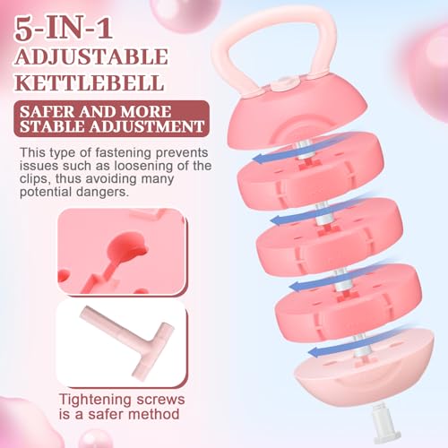 JolliLudo Adjustable Water Filled Kettlebell 5/8/13/17/22 lb Water Filled Kettlebells Weights Set for Home Gym, Kettle Bell Sets for Women at Home and Cross-training Exercise(Pink) by JolliLudo - Image 3