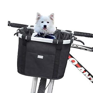 RAYMACE Bicycle Basket Dog Bike Handlebar Basket FrontFolding Detachable Quick Release Easy InstallCycling Picnic Bag