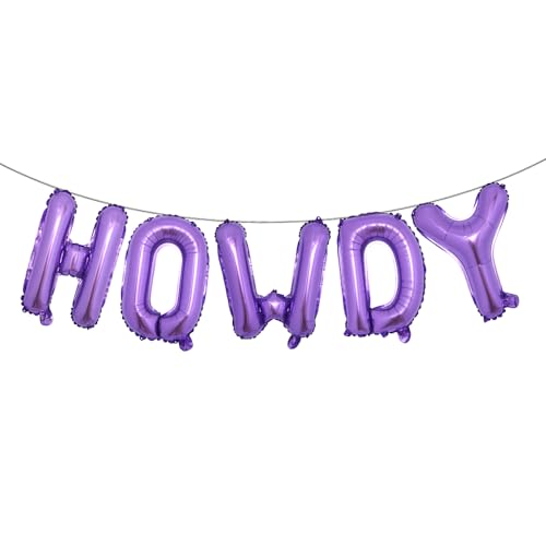 Howdy Party Decorations, Western Cowboy Party Decoration, Howdy Foil Balloons Cow Balloon Banner for Bachelorette Bridal Shower Wedding Engagement (HOWDY Purple)