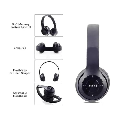 Image of icall P47 Gaming Wireless Over Ear Bluetooth Headphones with Mic (Black)