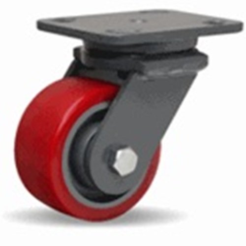 4" x 2" Hamilton (S-WH-4TRB) Swivel Plate Caster, Polyurethane on Cast Iron Wheel